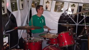 Ian rocks his new drumkit